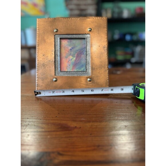 Vintage Hand Crafted Metal/Copper Photo Frame Opening 2.75”x3.5” Free Standing - Picture 4 of 12